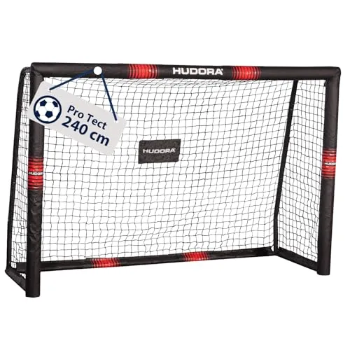 HUDORA Fußballtor Pro Tect - großes Fußballtor für Kinder und Erwachsene - Schaumstoff ummanteltes Fußballtor mit Netz - Hochwertige Outdoor Torwand mit Aufprallschutz
