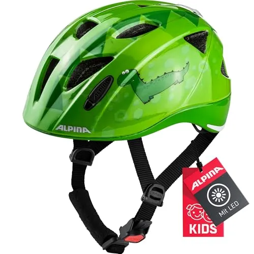 ALPINA Unisexe - Enfants, XIMO Flash Casque de vélo, Green Dino Gloss, 47-51 cm