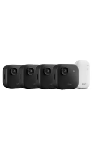 Caméra extérieure 2K+ Blink (nouvelle génération) —Caméra de surveillance connectée sans fil, résolution vidéo 2K, audio amélioré, module de synchronisation de base inclus, système de 4 caméras, noir