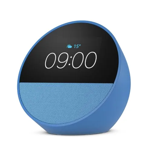 Amazon Echo Spot (neueste generation), smarter Wecker mit sattem Klang, Blau, mit Alexa+ Early Access
