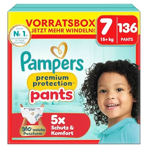 Pampers Premium Protection Pants Gr.7 Extra Large 15+kg Vorratsbox - 136 Stück