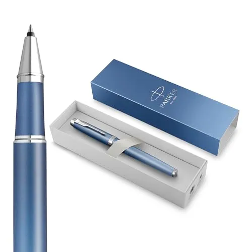 Parker IM Writing Rituals Tintenroller | Gehäuse in ruhevollem Blau mit Farbverlauf und Chrome-Zierteilen | feine Spitze | schwarze Tinte | Geschenkbox