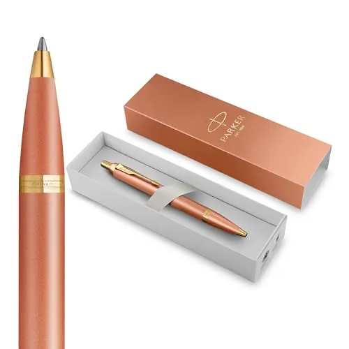 Parker IM Writing Rituals Kugelschreiber | Gehäuse in lebhaftem Orange mit Farbverlauf und goldenen Zierteilen | Medium-Spitze | blaue Tinte | Geschenkbox