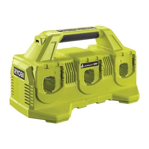 RYOBI 18 V ONE+ 6-Fach-Akku-Ladestation RC18640, 4,0 A Ladestrom, USB-Anschluss, Wandmontierbar, ohne Akku