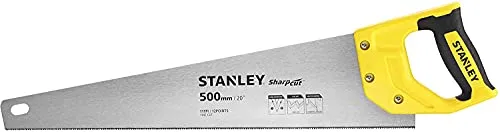 Stanley Stht20371-1 Scie Egoïne Sharpcut Coupe Fine 500Mm - Lame En Acier 0,85Mm - Denture Universelle Double Biseau 11 Dents/Pouce - Poignée Bi matière -Angle De Coupe 45 Et 90 Multicolore