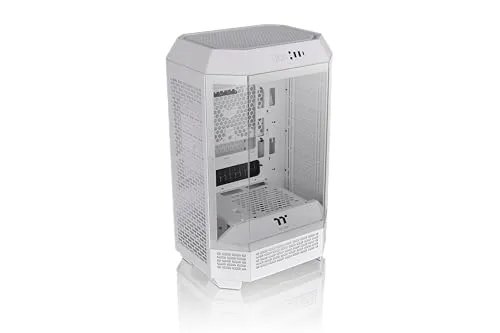 Thermaltake The Tower 300 | Micro Tower m-ATX Octogonal | 2 Ventiladores de 140mm Preinstalados | Ventilación Vertical | Compatible con Radiador de 420mm y hasta 8 Ventiladores | Blanco Nieve