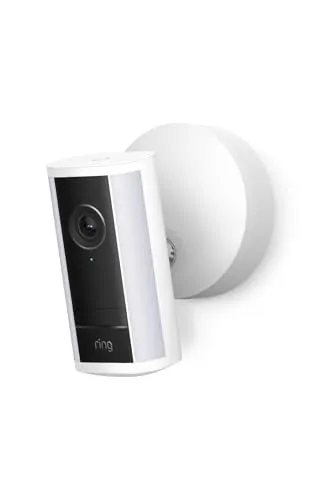Ring Spotlight Kamera Pro Kabel (Spotlight Cam Pro, neueste Generation), Außenkamera, Retinal 4K, optimierter 10x-Zoom, 600 Lumen Spotlights, 30 Tage Gratiszeitraum für Ring Abonnement