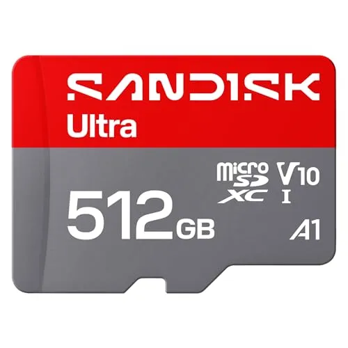 SANDISK Ultra microSDXC 512GB, UHS-I-Karte + SD Adapter (bis zu 195MB/s Lesen, Full-HD-Video, V10, U1, C10, A1) Karte für Android-Smartphones oder -Tablets, Kameras und Laptops