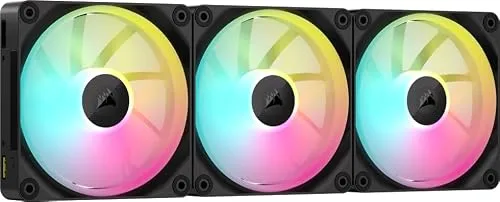 CORSAIR iCUE LINK LX120 RGB 120 mm PWM Ventole Confezione Tripla – Doppio Anello Luminoso – Include iCUE LINK System Hub – Tecnologia CORSAIR AirGuide – Nero