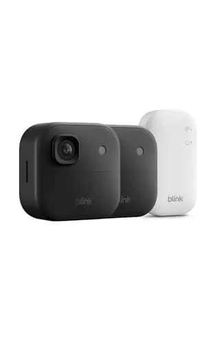 Caméra extérieure 2K+ Blink (nouvelle génération) —Caméra de surveillance connectée sans fil, résolution vidéo 2K, audio amélioré, module de synchronisation de base inclus, système de 2 caméras, noir