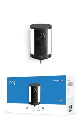Ring Spotlight Cam 2K, Spotlight Kamera, Netzstecker (neueste Generation), Retinal 2K, optimierter 6x-Zoom, bewegungsaktivierte Spotlights, 30-tägiger Gratiszeitraum für Ring-Abonnement
