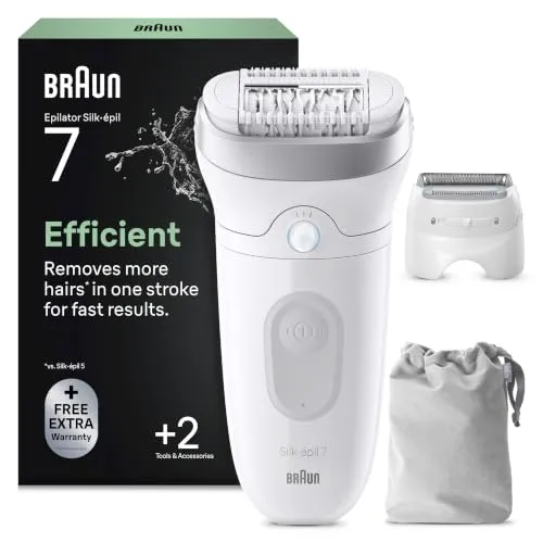 Braun Silk-Épil 7 Epilatore Elettrico Donna, Accessori, 7-030, Argento