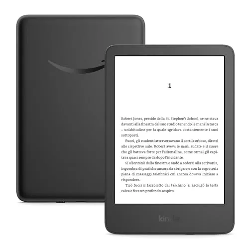Amazon Kindle (Ultimo modello) - Il più leggero e compatto, con schermo antiriflesso, cambio pagina più rapido, illuminazione frontale regolabile - 16 GB - Senza pubblicità - Nero