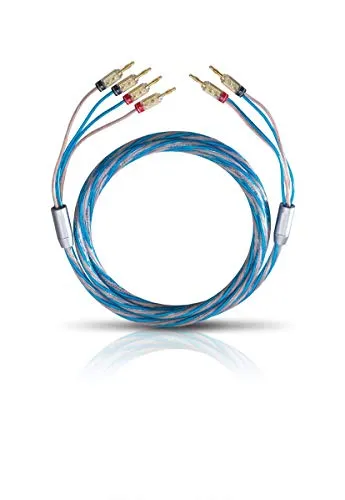 Oehlbach Bi Tech 4B 300 - Lautsprecherkabel-Set Bi-Wiring versilbert 2x2,5/2x4,0 mm² mit Banana-Verbinder - 2 x 3 m - blau/Kupfer