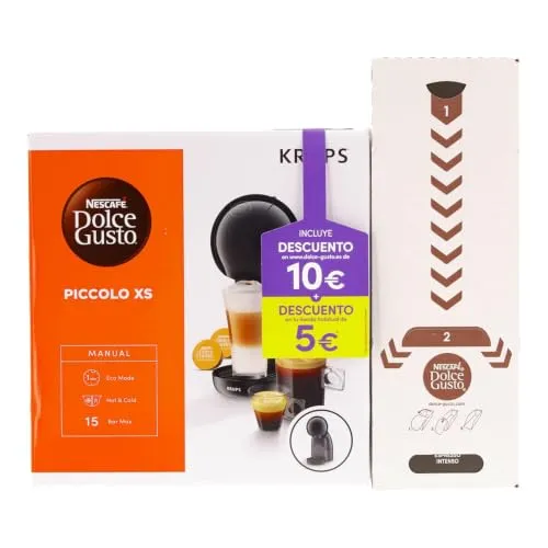 KRUPS Dolce Gusto Piccolo XS, Cafetera Cápsulas + Café, Negra